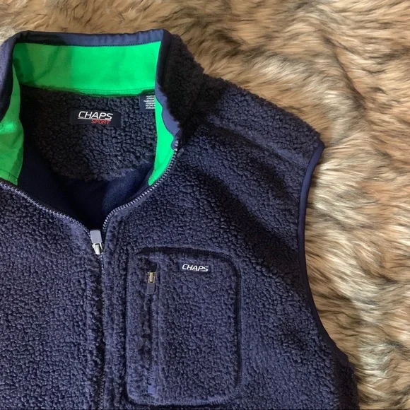 Retro Chaps Sport Active teddy Fleece Vest Blue - Picture 2 of 10
